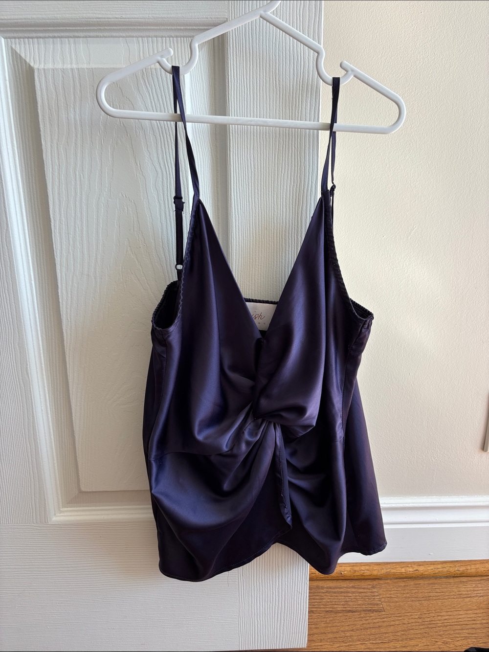 Blush Deep Plum Satin Cami with Twist Detail